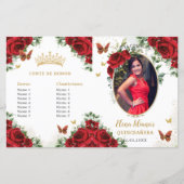Quinceañera Rode Bloemen Vlinders Fotoprogramma (Voorkant)