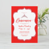 Quinceanera - Rode en witte uitnodiging (Staand voorkant)