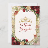 Quinceañera Rode & Gouden Kroon Mexicaanse Vlinder Kaart (Achterkant)