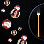 Quinceanera rode jurk bloemen wit foto confetti