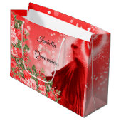 Quinceañera rode jurk en bloemen groot cadeauzakje (Voorkant Gekanteld)