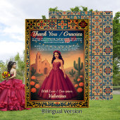 Quinceañera rode jurk Gracias Tarjeta | Bedankkaart