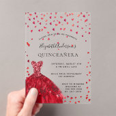 Quinceanera rode jurk harten duidelijk acryl uitnodigingen (Insitu (Draagbaar))