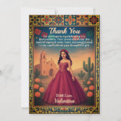 Quinceañera  rode jurk Talavera grens Bedankkaart (Voorkant)