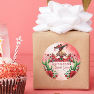 Quinceañera Rode Mexicaanse Stijl Ronde Sticker