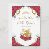 Quinceañera Rode Rozen Bloem Wit Jurk Paarden  Kaart (Achterkant)