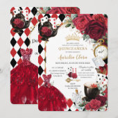 Quinceañera Rode Rozen Bloemen Alice in Wonderland Kaart (Voorkant / Achterkant)