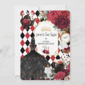 Quinceanera Rode Rozen Bloemen Alice in Wonderland Kaart (Achterkant)