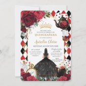 Quinceanera Rode Rozen Bloemen Alice in Wonderland Kaart (Voorkant)