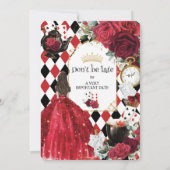 Quinceanera Rode Rozen Bloemen Alice in Wonderland Kaart (Achterkant)