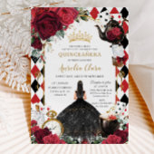 Quinceanera Rode Rozen Bloemen Alice in Wonderland Kaart