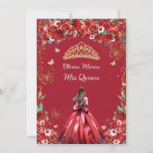 Quinceañera Rode Rozen Bloemen Prinses Vlinders Save The Date (Achterkant)