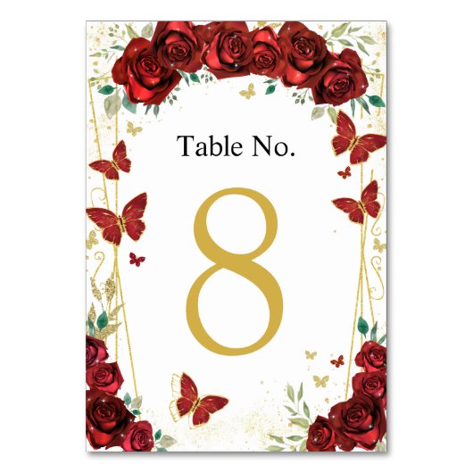 Quinceañera Rode rozen Bloemenvlinders Kaart (Achterkant)