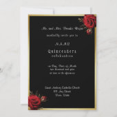 Quinceanera Rode Rozen Gouden Filigraan Kaart (Achterkant)