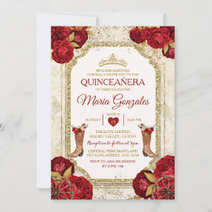 Quinceañera Rode Rozen & Gouden Kroon Mexicaan Kaart