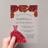 Quinceanera rode rozen jurk glitter duidelijk acryl uitnodigingen (Insitu (Draagbaar))