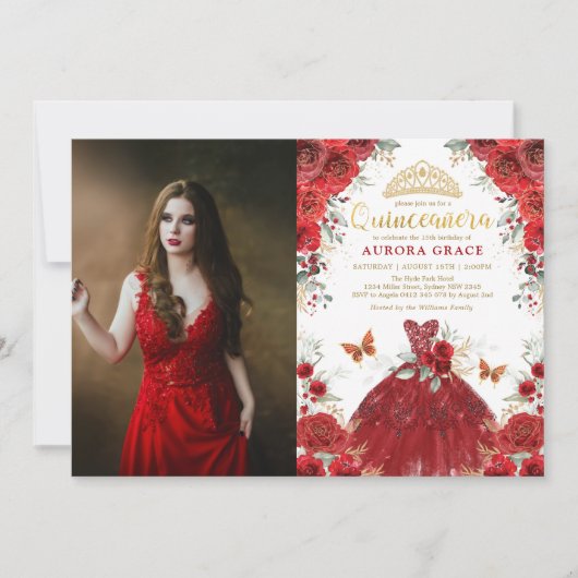 Quinceañera Rode Rozen Mijn 15e Verjaardag Kaart (Voorkant)