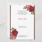 Quinceanera Rode Rozen Rode Satijnen Uitnodiging (Achterkant)