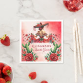 Quinceañera Rode Waterverf Mexicaans Meisje Servet (Insitu)
