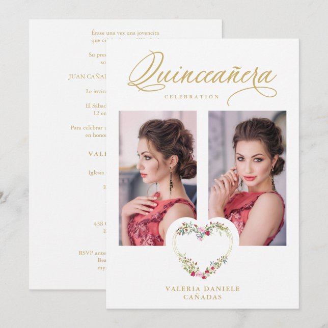 Quinceañera Romantic Pink & Red Shades Heart (Voorkant / Achterkant)