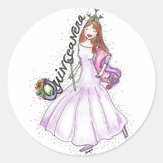 Quinceanera Ronde Sticker (Voorkant)