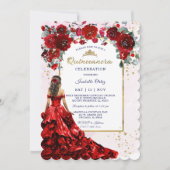 Quinceañera rood en goud kaart (Voorkant)
