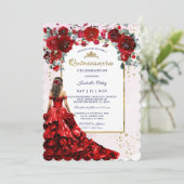 Quinceañera rood en goud kaart (Staand voorkant)