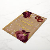 Quinceañera Rood Engels Rozen & Goud Rood Masker Folie Uitnodiging (Gedraaid)