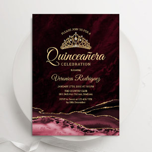 Quinceanera rood goud agaat marmer kaart