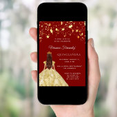 Quinceanera rood goud jurk sterren kaart