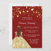 Quinceanera rood goud jurk sterren kaart (Voorkant)