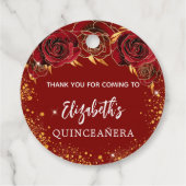 Quinceanera rood gouden jurk dank u bedankjes labels (Achterkant)