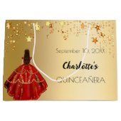 Quinceanera rood gouden sterren jurk tiara groot cadeauzakje (Voorkant)