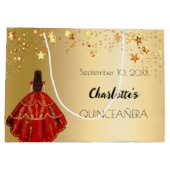 Quinceanera rood gouden sterren jurk tiara groot cadeauzakje (Achterkant)