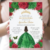 Quinceañera Rood Groen Rozen Bloemen Prinses Goud Kaart