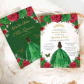 Quinceañera Rood Groen Rozen Bloemen Prinses Goud Kaart