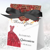 Quinceanera rood wit bloemenjurk dank u bedankdoosjes