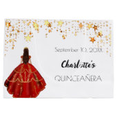 Quinceanera rood wit goud sterren jurk tiara groot cadeauzakje (Achterkant)
