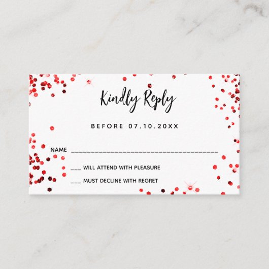 Quinceanera rood wit jurk RSVP-kaart Informatiekaartje (Voorkant)