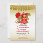 Quinceañera Roos Burgundy Gold Mexican Kaart (Voorkant)