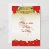 Quinceañera Roos Burgundy Gold Mexican Kaart (Achterkant)