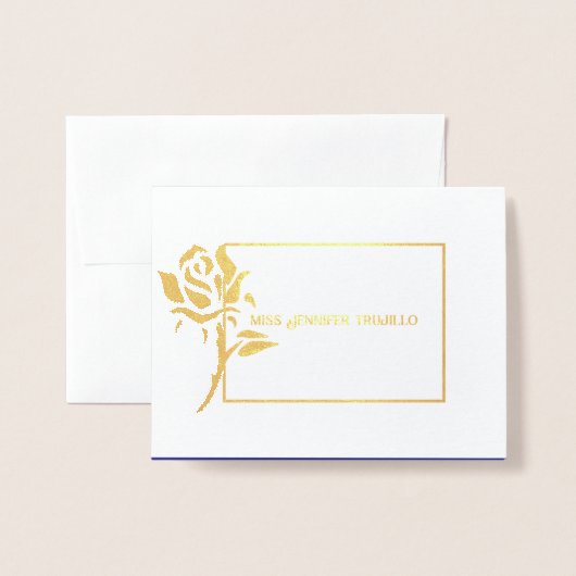 Quinceanera Roos Folie Custom Bedankt Folie Kaarten (Voorkant met envelop)