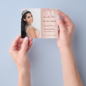Quinceanera-roos foto QR-budget save the date Flyer (Hand)