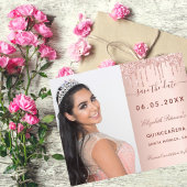 Quinceanera roos foto QR De datumkaart opslaan