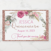 Quinceanera Roos Glans Mini Mousserende Wijn Sparkling Wijnetiket (Enkel label)