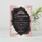 Quinceanera - Roos Gold Black White Kaart (Staand voorkant)