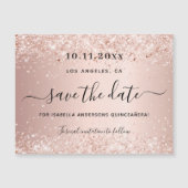 Quinceanera roos gold blush save the date magnet magnetische uitnodiging (Voorkant)