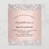 Quinceanera roos gold budget uitnodiging flyer (Voorkant)