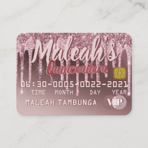 Quinceañera Roos Gold Drip Glitter Kortingskaartje