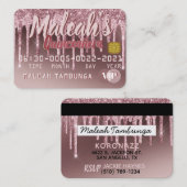 Quinceañera Roos Gold Drip Glitter Kortingskaartje (Voorkant / Achterkant)